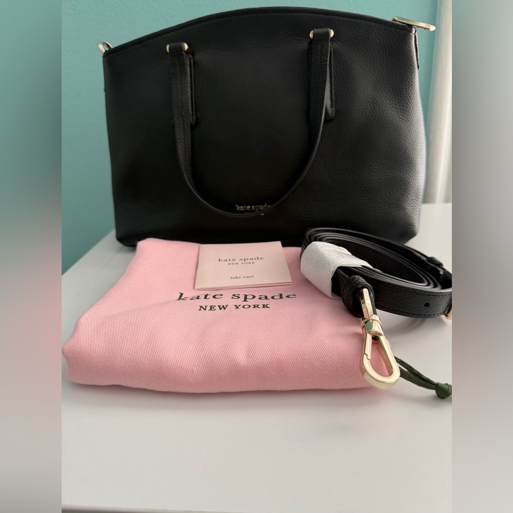 Kate Spade Small Black Pebbled Leather Abbott Satchel